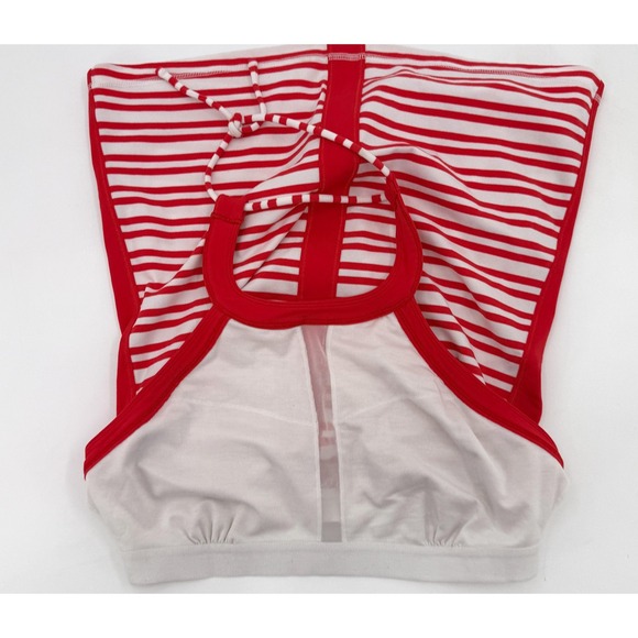 Lululemon Tank Top Womens 8 Red White Striped Hip To Be Zen Halter Yoga - Picture 8 of 9